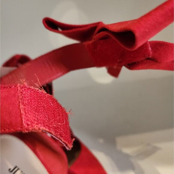 Just Fab Red Bow Stilettos Heels Ankle Strap Pointed Toe Heels Women's Size 9 - Picture 13 of 13